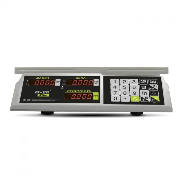 весы торговые m-er 326ac-15.2 с акб (без стойки) led slim