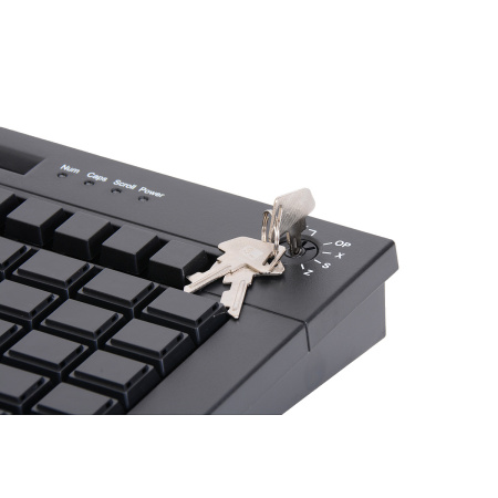клавиатура программируемая poscenter s67b (67 клавиш, msr, ключ, usb), черная. (126060)